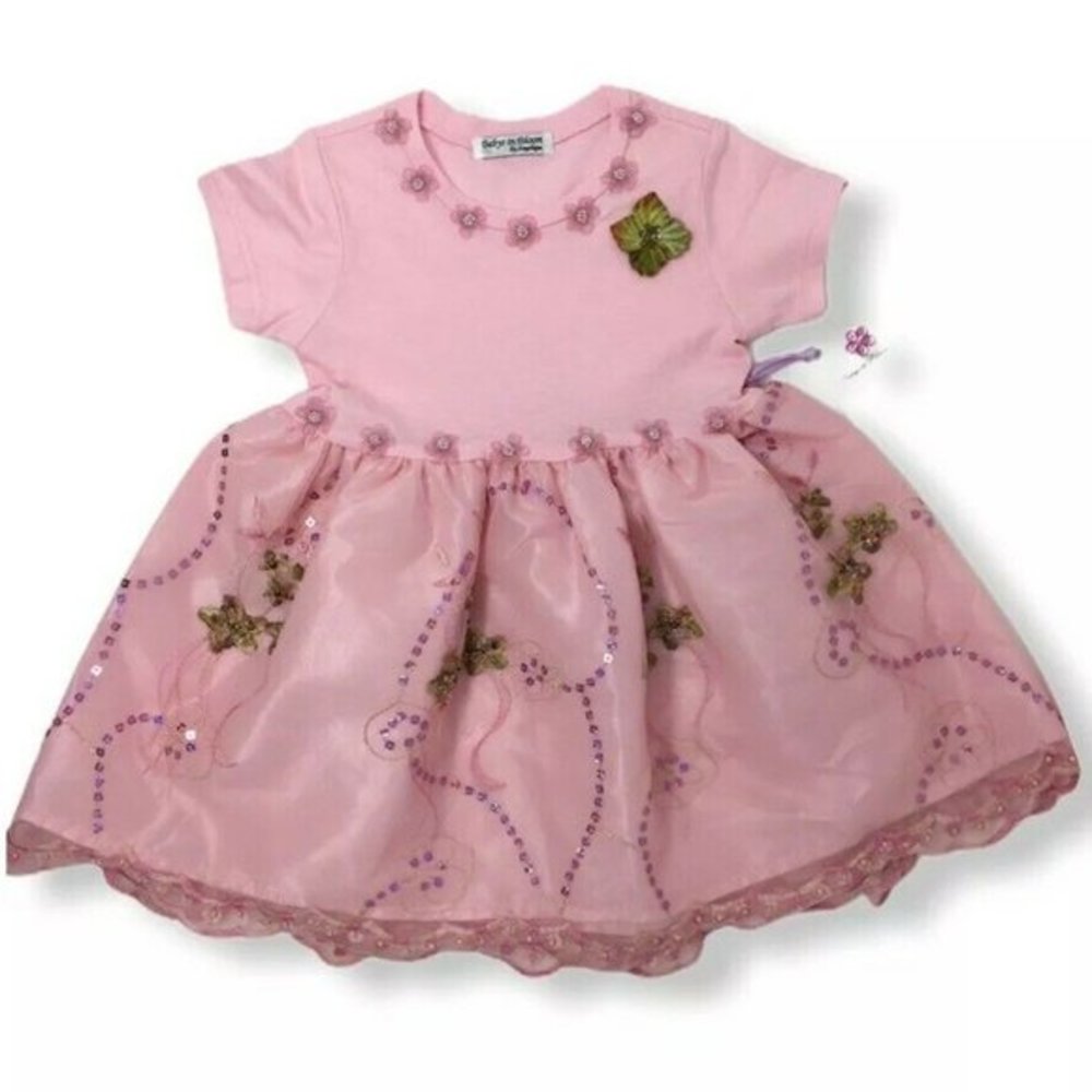 Toddler Girls Pink Floral Easter Party Dress NEW